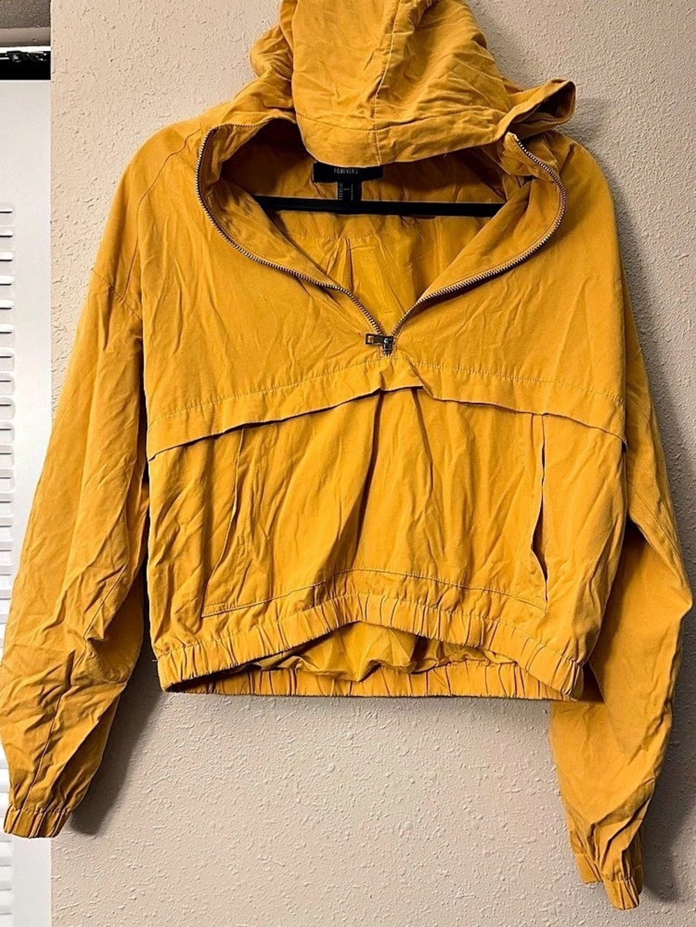 Forever 21 Yellow Hooded Windbreaker Size Small